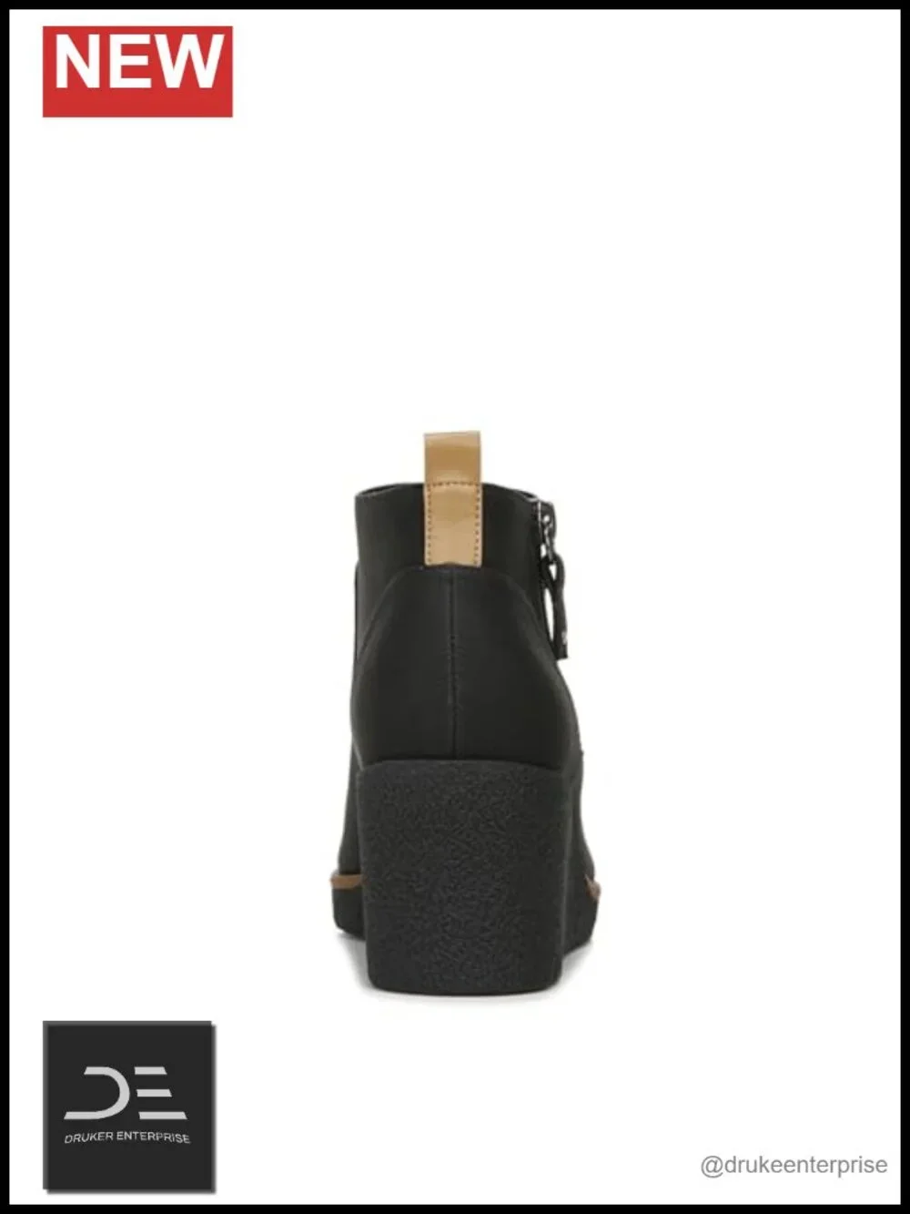 Faux Leather Ankle Booties with Wedge Heel and Zip Closure